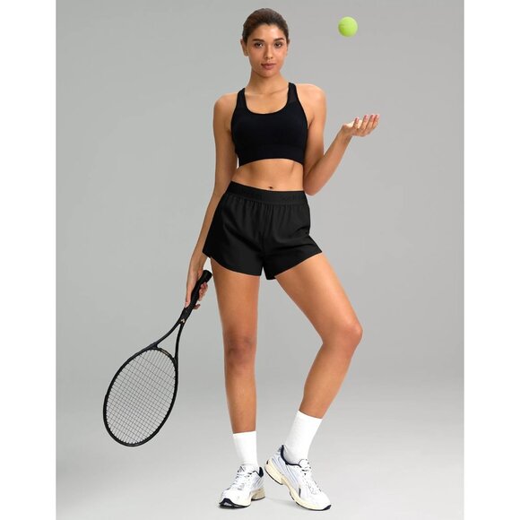 Women's Running Athletic Shorts with Zipper Pocket 3" Quick Dry Gym Workout Shor - Picture 7 of 7